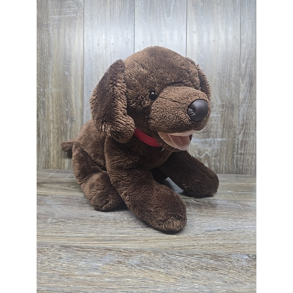 Build A Bear Brown Chocolate Lab‎ Puppy Dog Stuffed Animal Plush Red Collar